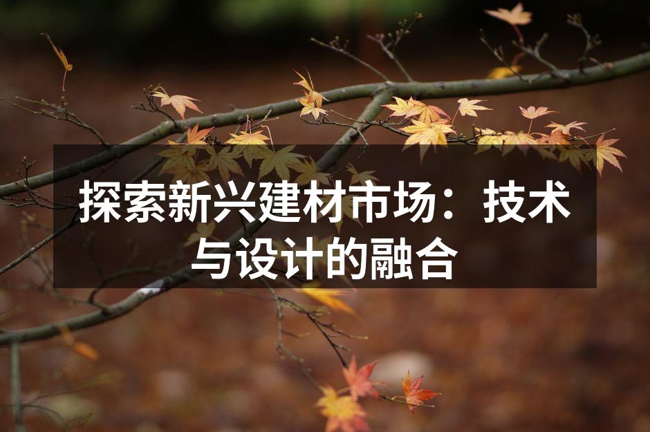 探索新兴建材市场:技术与设计的融合